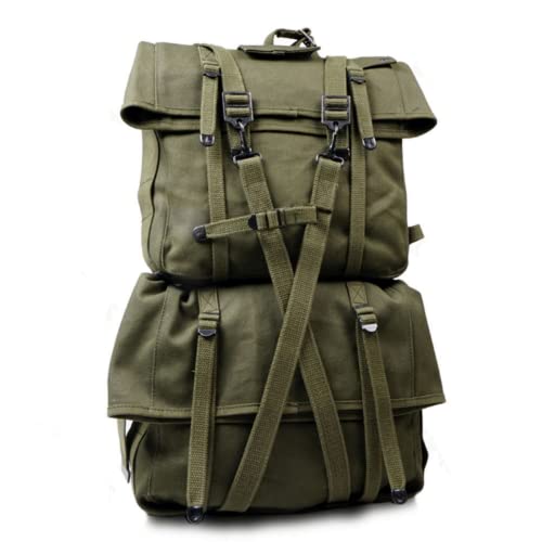 WW2 M-1944 Backpack Combat Haversack Cargo Pack Vintage Olive Large Capacity Canvas Hiking Rucksack WWII US Field Bag