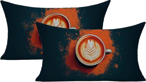 Housse coussin extérieur imperméable 50x70 bleu lin imprimé double face terrasse - 2