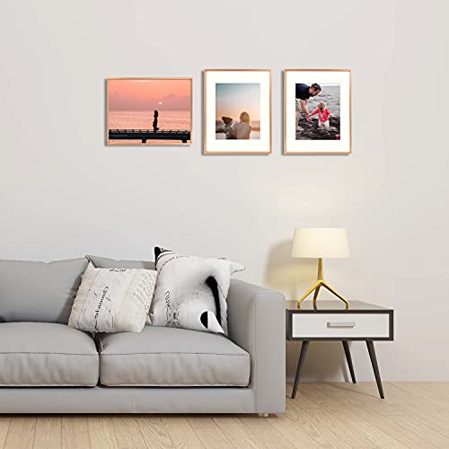 Golden State Art, 11X14 Rose Gold Picture Frame Displays Photo 8X10 With Ivory Mat Or 11X14 Without Mat For Wall Mounting Aluminum Frames With Real Glass (Pack Of 1) #TOP6