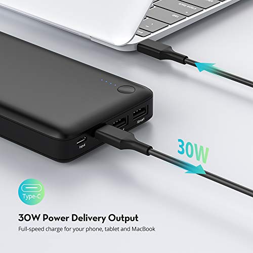Portable Charger RAVPower 26800mAh 30W PD USB C Power Bank High-Capacity Power Delivery External Battery Pack with Fast Recharged for MacBook Air iPad iPhone 12 11 Pro Max SE S10 Nintendo Switch