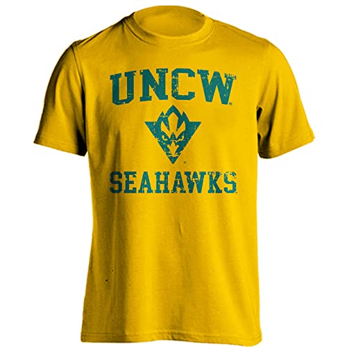 Sport Your Gear UNC Wilmington Seahawks Distressed Retro Short Sleeve T-Shirt - Gold - Large