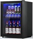 Tehanld 2.5 Cu.Ft Wine Fridge, Mini Fridge With Glass Door, Wine Cooler Refrigerator, Beverage Drink Beer Cooler, Adjustable Shelves & Digital Temperature Display, 22 Bottle 95 Can