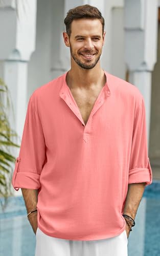 Image of Men's Solid Cotton Blend Regular Fit Mandarin /Chinese Collor Short Kurta for Men