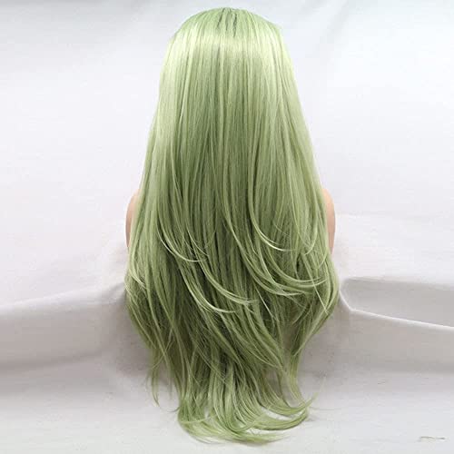 Perruque de cheveux synthétiques longs raides 26 pouces en dentelle