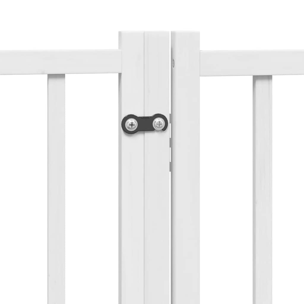 vidaXL Puerta de Perros Plegable 6 Paneles Madera Abeto Blanco 300 cm, Puerta para Mascotas, Puerta de Seguridad para Perros, Puerta para Perros de Seguridad
