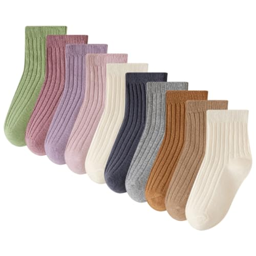 Chaussettes de sport enfant en coton doux et respirant mi-mollet lot de 10