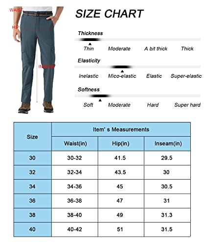 Rdruko Men's Lightweight Work Pants Waterproof Quick Dry Stertch Outdoor Hiking Climbing Fishing Pants (Cold Gray,Us 36) #TOP6