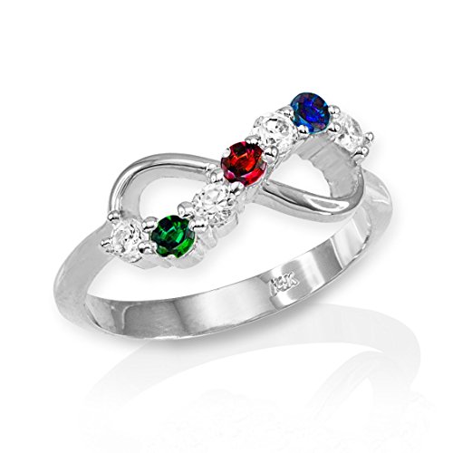 High Polish 925 Sterling Silver Halfway CZ Personalized Mix-and-Match Infinity Ring