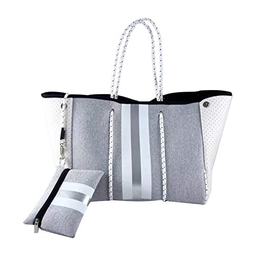 Large Neoprene Beach bag?Multipurpose Waterproof Shoulder Bag Beach Tote with Inner Zipper Pocket for Travel Beach Gym Swimming (C)