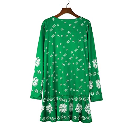 Kwatieh Dames Kerst Jurken Gedrukt Ronde Hals Lange Mouw Herfst en Winter Jurken Sexy Casual Korte Rok Bodycon Winter - Afbeelding 8