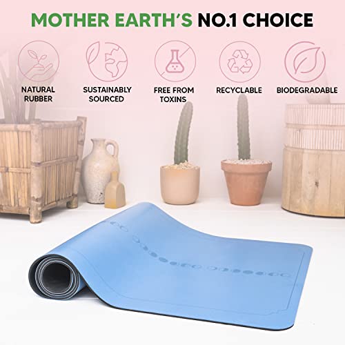 Ajna Natural Rubber Yoga Mat - Decrease Impact & Strain On Joints, Non-Slip Stable Extra Long & Thick 6 Feet, Pilates, Exercise, Fitness Accessory, High Density & Superior Dry Grip - Blue Moon #TOP4