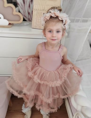 Arshiner Toddler Girls Tulle Dress Tiered Ruffle Fluffy Spaghetti Straps Tutu Dresses Summer Clothes 2-8 Years4