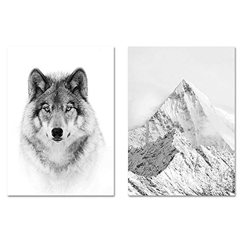 DMPro Wolf Canvas Art Prints Posters Wall Art Canvas Painting Snow Mountain Wall Pictures Cover