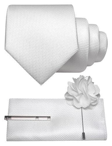 Image of JEMYGINS Mens Tie and Lapel Pin with Pocket Square Tie Clip Sets for Casual and Business 4PCS