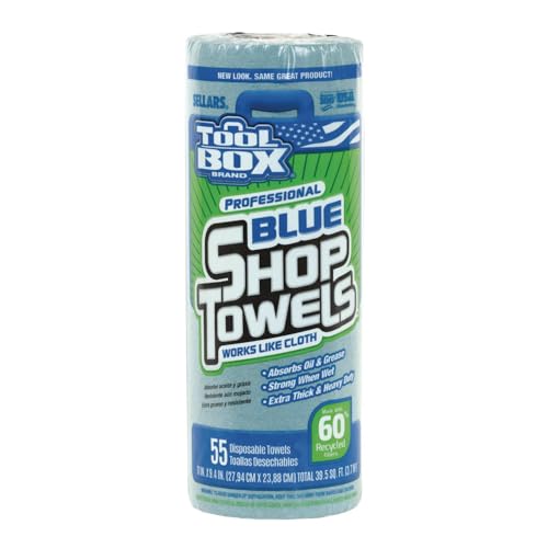Sellars 54400 ToolBox Z400 Shop Recycled Disposable Towel, 11" Length x 9.4" Width, Blue (30 Rolls of 55 Sheets) image 2
