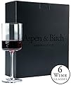 Aspen & Birch - Modern Wine Glasses Set of 6 - Red Wine Glasses or White Wine Glasses, 100% Lead Free Crystal Stemware, Long Stem Wine Glasses Set, Clear, 15 oz, Hand Blown Glass Crafted by Artisans