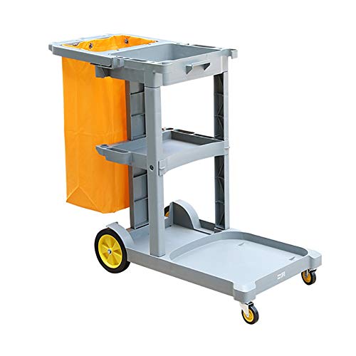 Trolleys,Janitorial Cleaning Cart Trolley on Wheels, Office & Industrial Housekeeping Hotel Room Plastic Cart (Grey)