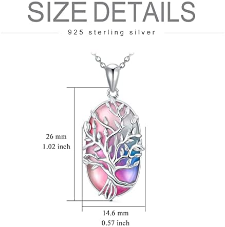 OCJ Tree of Life Necklace 925 Sterling Silver Turquoise/Moonstone/Rose Quartz/Mother of Pearl/Abalone Shell Pendant Jewellery Christmas Birthday Gifts for Women Girls Her