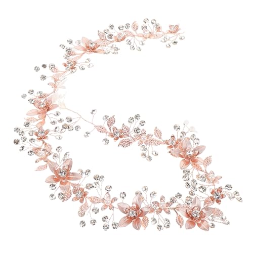 NOLITOY Rose Gold Crystal Flower Bridal Belt Handmade Wedding Waistband Accessory for Bridesmaids Formal Events Elegant Sash with Durable Cloth Rhinestone Embellishments