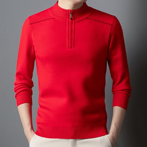 Long Sleeve Knitted Sweater Men's Autumn and Winter Stand Collar Thickened Warm Underwear Sweater4