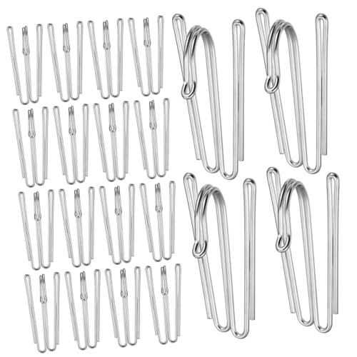 HOMOBABE 50 piezas Ganchos de Acero Inoxidable para Cortinas Resistentes y Portátiles para Visillos y Cortinas con Cabezal Plisado Fácil Instalación sin Herramientas Uso Salón y Baño