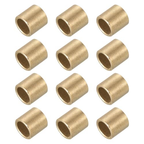 uxcell Sleeve Bearings,5mm Bore x 7mm OD x 8mm Length Self-Lubricating Cast Brass Bushing Plain Shaft Bearings for Sliding Movements Parts of Machinery(Gold Tone, Pack of 12)