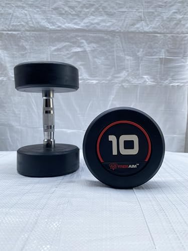Image of Bouncer Round Dumbbells Set for Home Gym | 10kg Dumbbells Set of 2 | Fitness Gym Dumbbell set for Home Workout | Anti Skid rubber Dumbbell set | Weights for Workout (Black)