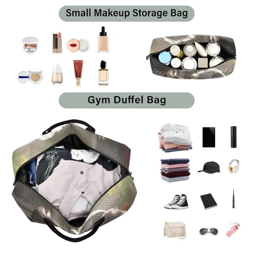 Large Travel Duffel Bag, Cat and Dog Play Sport Tote Gym Bag, Shoulder Weekender Overnight Bag for Women Men, Carry On Luggage with Toiletry Bag4