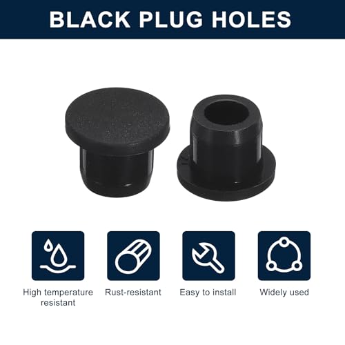 Image of uxcell 12 Pieces Black Plug Holes, H12 Waterproof Rubber Button Plug for 12mm / 0.47 inch Hole