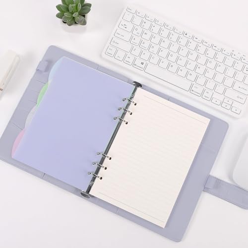 SKYDUE A5 Ringbuch, Ringbuch A5 Nachfüllbar,135 Blätter Nachfüllpapier, Notizbuch Mit Bindertaschen, a5 Binder Für Schulnotizen Und Reisetagebücher (Hellviolett)