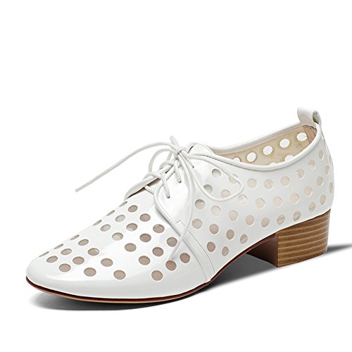 Sandale creuse en cuir blanc pour femme, taille 37 - Chaussures plates décontractées au quotidien