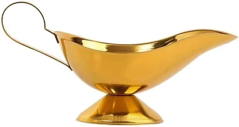 Gravy Boat Steak Sauce Bucket Stainless Steel Flavor Plate Western French Fries Salsa Plate Pepper Sauce Cup Thickened Gravy Boat Sauce Cups Gravy Boat Stands(Medium)