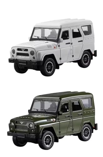 Image of Model Car Exclusive Alloy Metal Pull Back Die-cast Car Metal Pullback Toy car with Openable Doors & Light Music Best Gifts Toys Kids (1:18 Scale UAZ Russian - Green)
