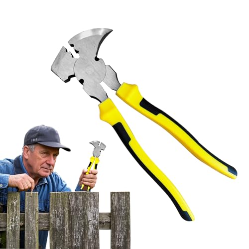 Fyrdyn Alicates Para Cercas Resistente,Alicates para Cercas Extractor de Clavos Herramientas de Corte | Extractor de Grapas y Cabezas de Manual Resistente para Doblar Sujetar Alambre Cable Granja
