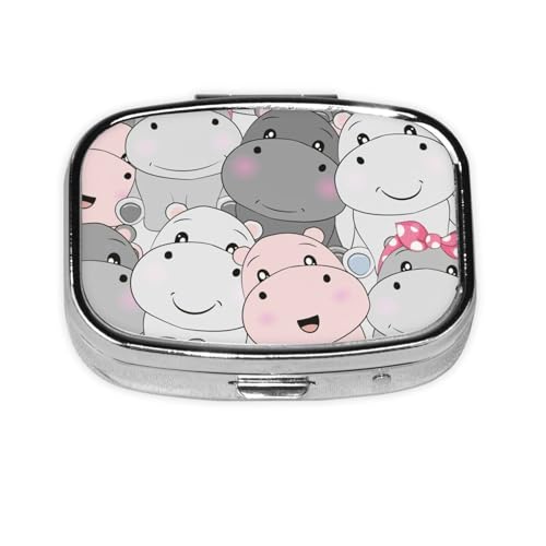 ピルケース 薬ケース 2段分割 かわいい赤ちゃんカバ 小型 長方形 くすりいれケース 小さい 持ち運びやすい 薬ポーチ 老人 子供 小物入れ 旅行に便利コンパクト 持ち運び