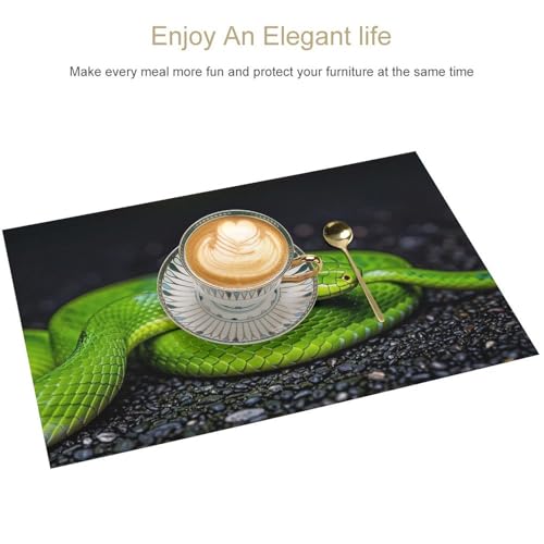 Sets de table Green Snake en PVC lavable x6 pour repas chic - 4