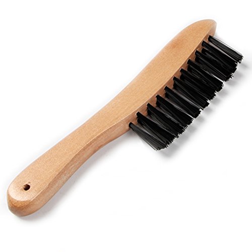 OESS Billiard Pool Table Rail Brush Wooden Handle Nylon Bristles Set with Cue Shaft Slicker Cloth Oak Finish Wood