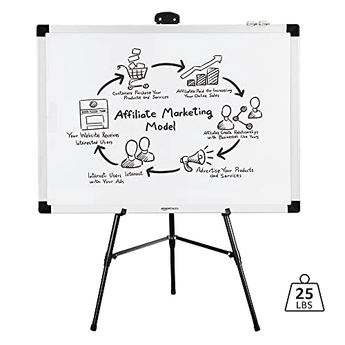 Amazon Basics High Boardroom Height Adjustable Flipchart Whiteboard and Display Easel Stand for Paper Pads and Signage, Portable, Collapsible Telescope Tripod, 37 x 18 x 28 in, Black by Amazon Basics - Image 6