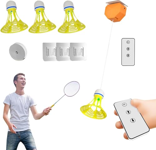 【Amazon限定ブランド】初心者バドミントン練習1人 自動リバウンドバドミントン バドミントン一人練習シングルバドミントントレーニング装置 自動リモコンポータブル伸縮ロープ（ナイトライトを備えた アップグレードモデル）