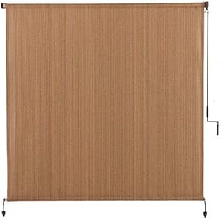 VICLLAX Outdoor Roller Shade, Patio Cordless Blinds Roll Up Shade (8' W X 8' L), Brown