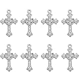 40pcs Rhinestones Alloy Cross Religious Virgin Our Lady of Guadalupe Mary Rosary Beads Charms for DI