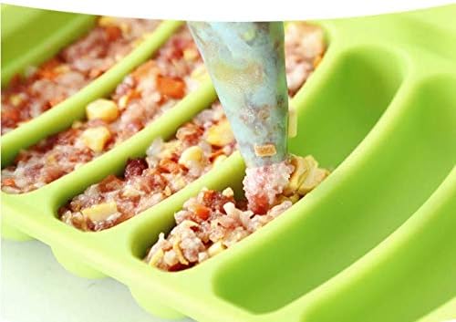 Silicone Sausage Mold, 6 Cavities Ice Cube Tray Moulds for DIY Burger Hot Dog(Green)