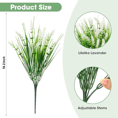Image of Bassion 24 Bundles Fake Lavender Artificial Flowers for Outdoors, White