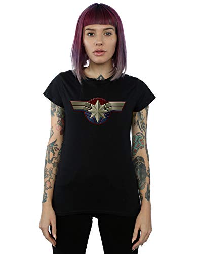 Marvel Women's Captain Marvel Chest Emblem T-Shirt Black XX-Large