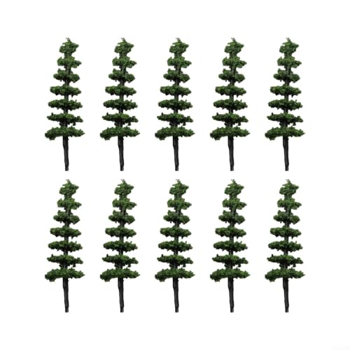 Paquete de 100 árboles modelo a escala N de 50 mm de alto, paisaje de torre para modelos de ferrocarril, piezas y accesorios de diorama de arquitectura, mesa de arena, plástico verde