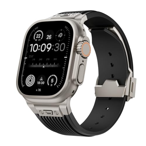 Royce&Roland Apple watch �o���h Ultra 1/2/3 �Ή�/�X�e�����X �V���R�� �u���b�N (44mm 45mm 46mm 49mm) �A�b�v���E�H�b�` �E���g�� �x���g (Series 11 10 9 8 7 6 5 4 SE