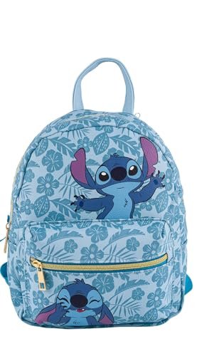 Fast Forward Disney Stitch 10” PU Small Backpack – Cute Mini Daypack with Front Pocket