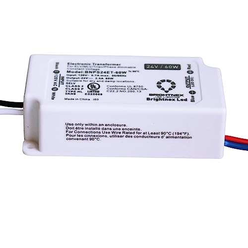 Image of LA LED Lighting 24V 60W Compact Dimmable LED Transformer - UL, cUL, FCC - Class 2, Class P - TRIAC /ELV /MLV - Constant Voltage Power Supply - 100-277V AC
