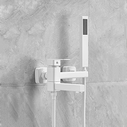 Mitigeur de baignoire noir avec pomme de douche, flexible et bec rotatif