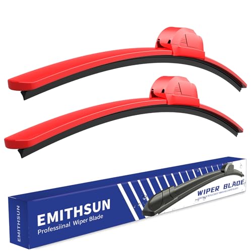 Image of OEM QUALITY 24 inch + 20 inch Premium All-Seasons Durable Stable And Quiet Red Windshield Wiper Blades (Set of 2)